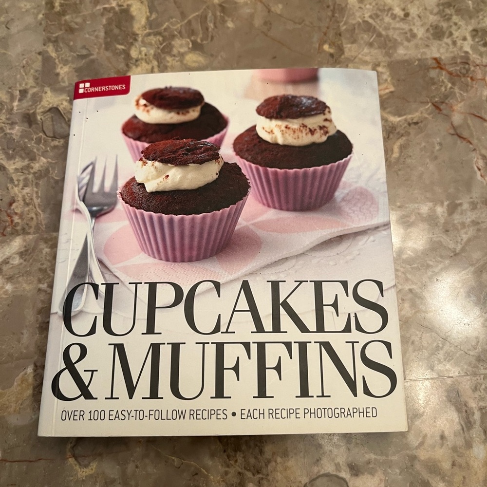 Cornerstones Cupcakes & Muffins Recipe Book with Pink and White Cover